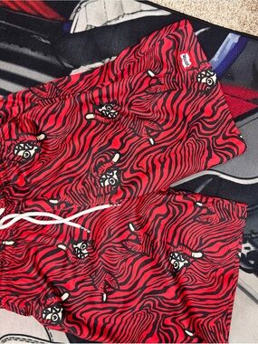 Icecream Red and Black Zebra-Print Kids Shorts with Drawstring